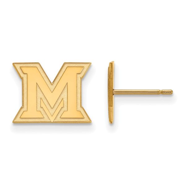 14k Yellow Gold Miami University XS (Tiny) Initial M Post Earrings For Discount