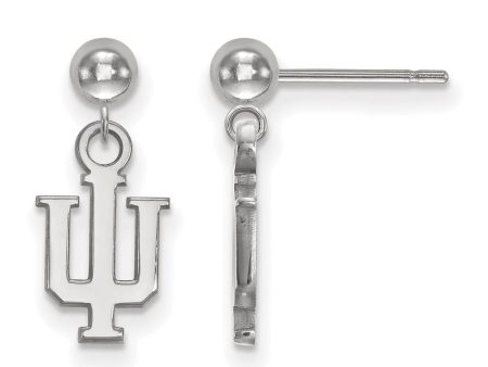 14k White Gold Indiana University Ball Dangle Earrings Online now