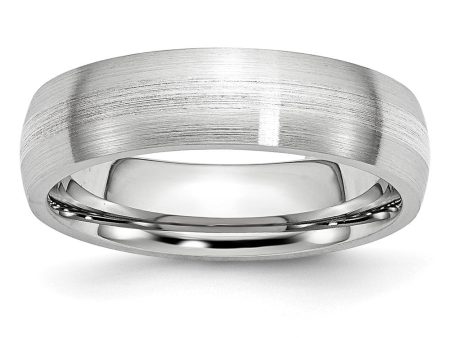 6mm Cobalt & Sterling Silver Inlay Satin Half Round Standard Fit Band Hot on Sale