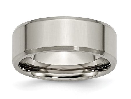 8mm Titanium Polished & Brushed Beveled Edge Comfort Fit Band Online now