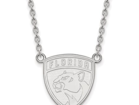 14k White Gold NHL Florida Panthers Large Necklace, 18 Inch Sale