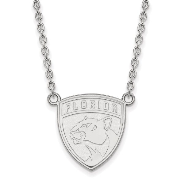 14k White Gold NHL Florida Panthers Large Necklace, 18 Inch Sale