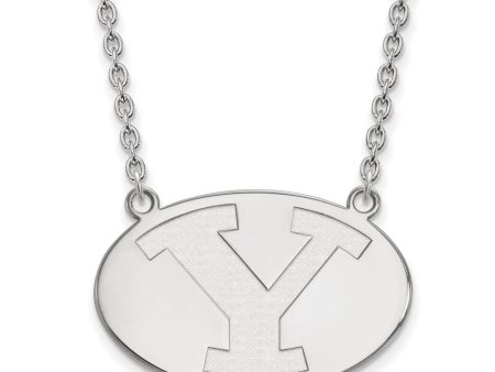 14k White Gold Brigham Young U Large Initial Y Pendant Necklace For Sale