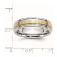 6mm Cobalt & 14K Gold Inlay Satin & Polished Grooved Ridged Band Online Hot Sale