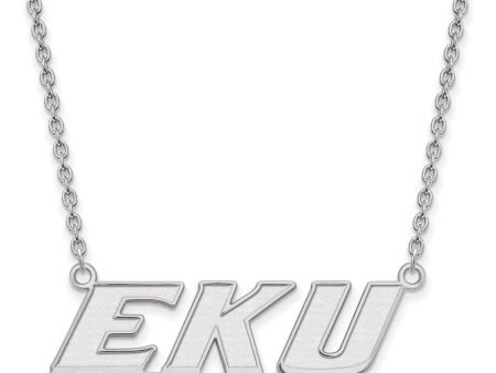 14k White Gold Eastern Kentucky U Large Pendant Necklace Online Sale