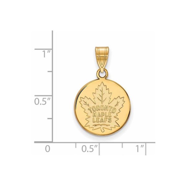 14k Yellow Gold NHL Toronto Maple Leafs Medium Disc Pendant For Sale