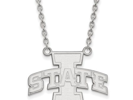 14k White Gold Iowa State Large I State Pendant Necklace For Discount