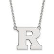 14k White Gold Rutgers Large Initial R Pendant Necklace Discount