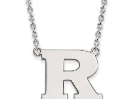 14k White Gold Rutgers Large Initial R Pendant Necklace Discount