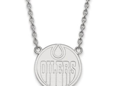 14k White Gold NHL Edmonton Oilers Large Necklace, 18 Inch Online Hot Sale