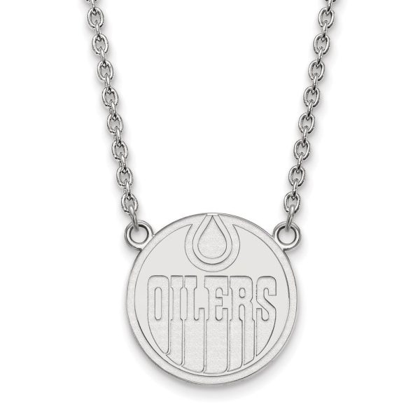 14k White Gold NHL Edmonton Oilers Large Necklace, 18 Inch Online Hot Sale