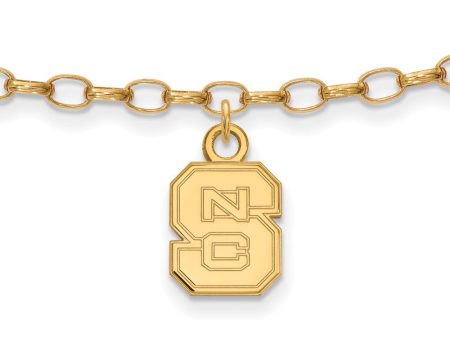 14k Gold Plated Silver North Carolina State Univ. Anklet, 9 Inch For Cheap