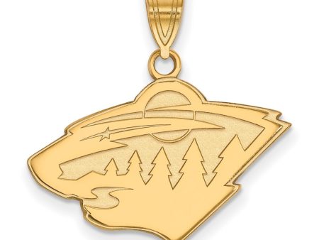 14k Yellow Gold NHL Minnesota Wild Medium Pendant For Cheap