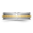 6mm Cobalt & 14K Gold Inlay Satin & Polished Grooved Ridged Band Online Hot Sale