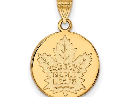 14k Yellow Gold NHL Toronto Maple Leafs Medium Disc Pendant For Sale