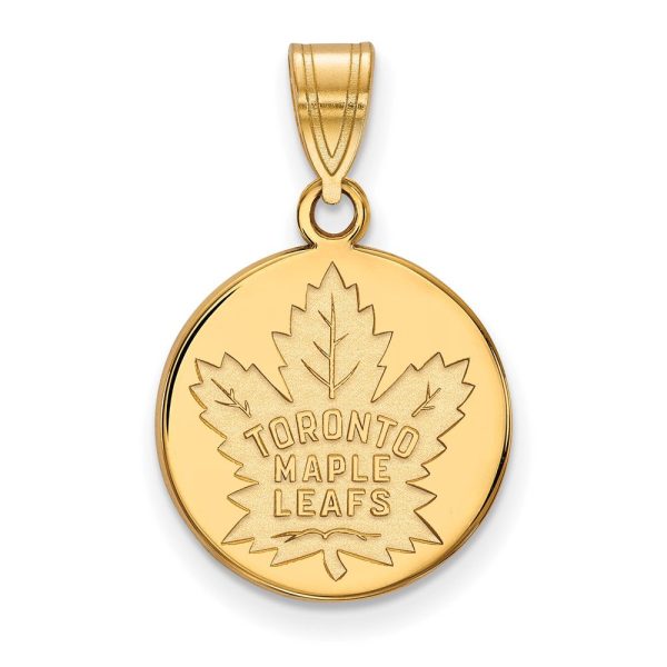 14k Yellow Gold NHL Toronto Maple Leafs Medium Disc Pendant For Sale