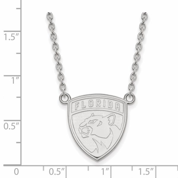 14k White Gold NHL Florida Panthers Large Necklace, 18 Inch Sale