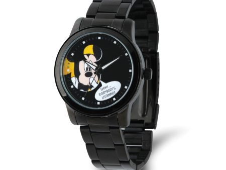 Disney Adult Size Mickey Mouse Black IP-plated Watch Hot on Sale