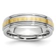 6mm Cobalt & 14K Gold Inlay Satin & Polished Grooved Ridged Band Online Hot Sale