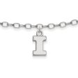 Sterling Silver University of Illinois Anklet, 9 Inch For Sale