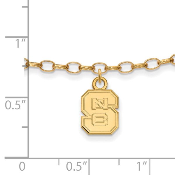 14k Gold Plated Silver North Carolina State Univ. Anklet, 9 Inch For Cheap