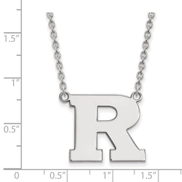 14k White Gold Rutgers Large Initial R Pendant Necklace Discount