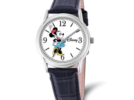 Disney Ladies Size Black Leather Strap Minnie Mouse 35mm Watch on Sale