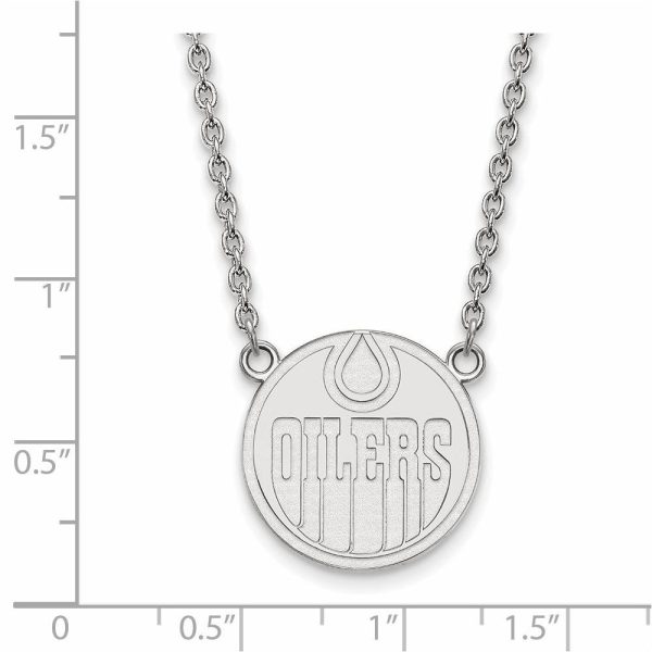 14k White Gold NHL Edmonton Oilers Large Necklace, 18 Inch Online Hot Sale