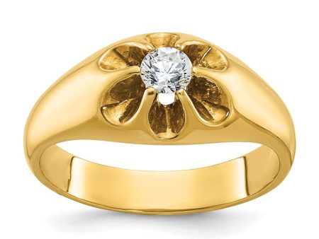 14K Yellow Gold & 1 4 Ct Diamond Flower Tapered Band Online Sale