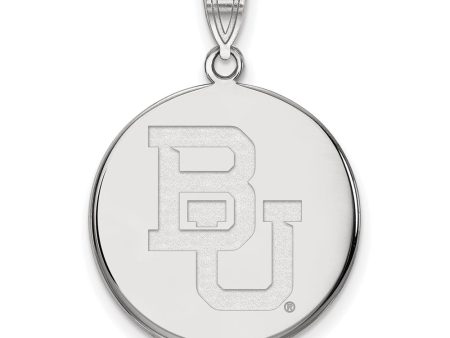 10k White Gold Baylor U Large  BU  Disc Pendant For Discount