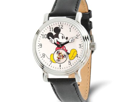 Disney Adult Size Black Strap Mickey Mouse w Moving Arms Analog Watch Hot on Sale