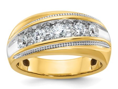 10.7mm 10K Yellow or White Gold 1 Ctw Diamond Milgrain Tapered Band Hot on Sale