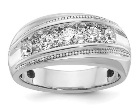 10.7mm 14K Yellow or White Gold 1 Ctw Diamond Milgrain Tapered Band Online now