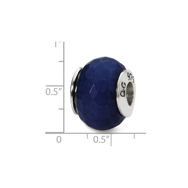 Dark Blue Quartz Stone & Sterling Silver Bead Charm, 13mm Cheap