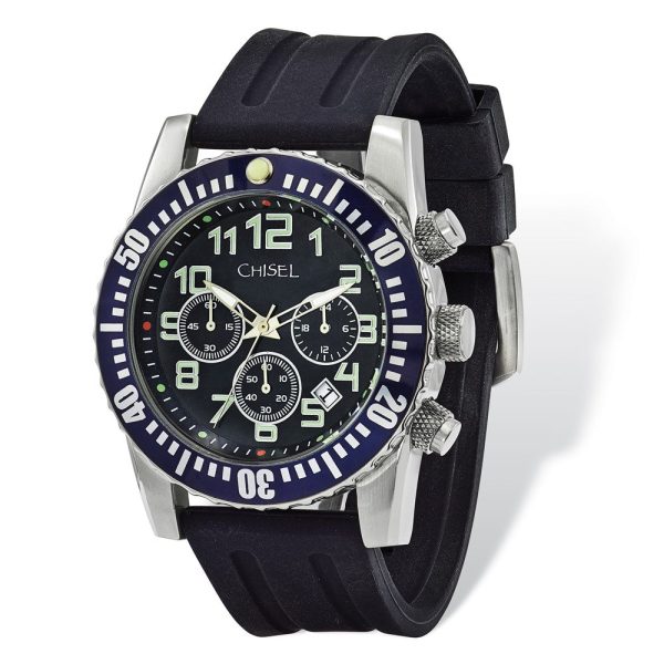 Chisel Mens Black Dial & Silicone Strap Chronograph Watch Online