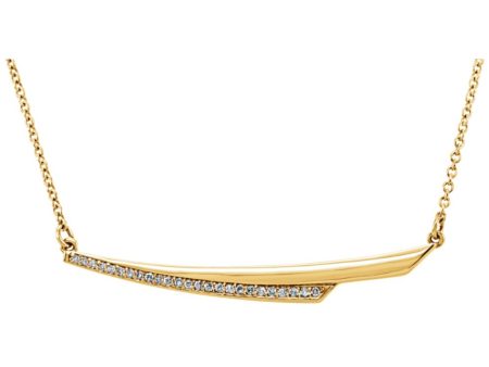 .08 Ctw Diamond Freeform Bar Necklace in 14k Yellow Gold, 17.5 Inch Online Sale