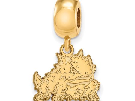 14k Gold Plated Silver Texas Christian University Sm Dangle Bead Charm For Sale