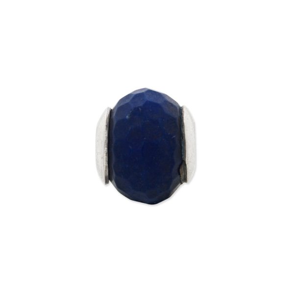 Dark Blue Quartz Stone & Sterling Silver Bead Charm, 13mm Cheap