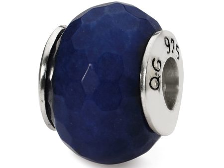 Dark Blue Quartz Stone & Sterling Silver Bead Charm, 13mm Cheap