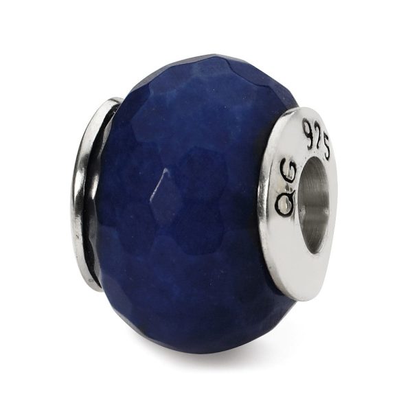 Dark Blue Quartz Stone & Sterling Silver Bead Charm, 13mm Cheap