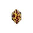 Yellow Brown Glitter Overlay Glass & Sterling Silver Bead Charm, 17mm Fashion