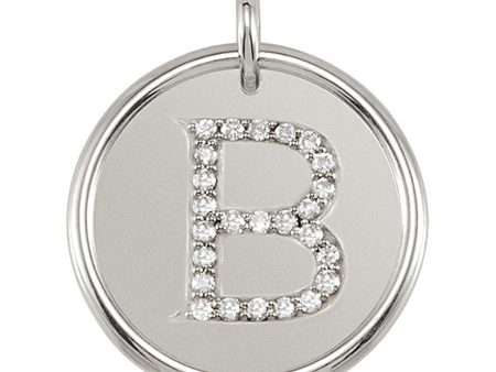 1 8 Ctw G-H, I1 Diamond Initial 17mm 14k White Gold Pendant Letter B Online now