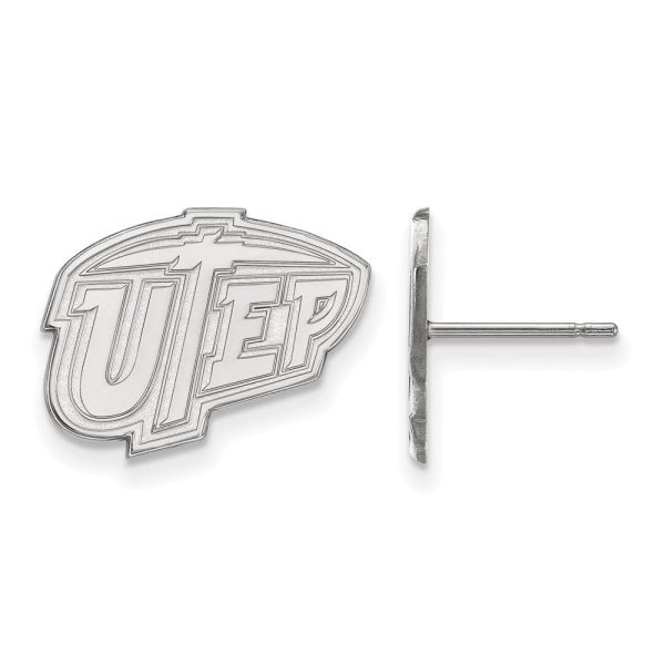 10k White Gold University of Texas El Paso Post Earrings on Sale