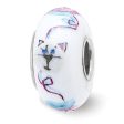 Fenton Sterling Silver Hand Painted Mittens 3D Glass Bead Charm Hot on Sale